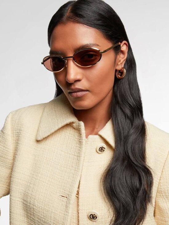 Gucci GG1942S 003 Oval Sunglasses - Gold / Brown main image 9